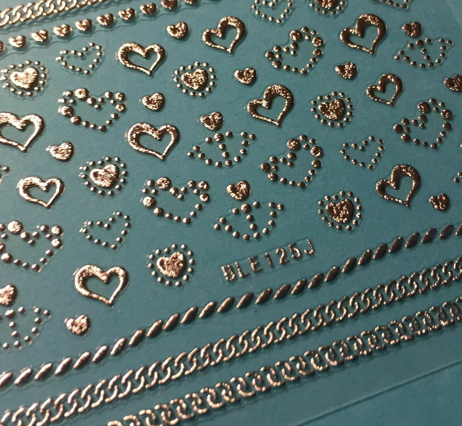 Nail Art Decal Stickers Gold or Silver Hearts & Anchors Valentine’s Day BLE125J