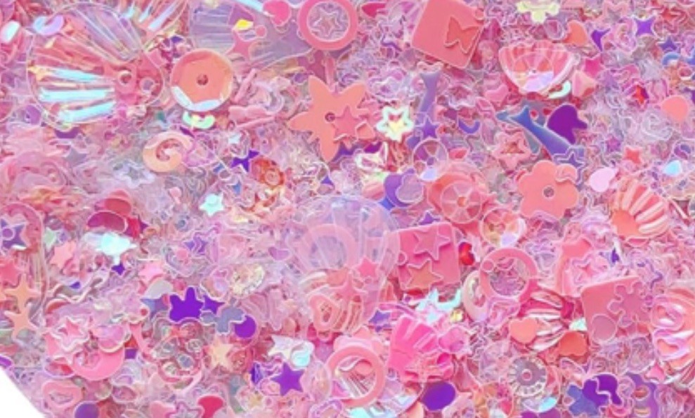 Heart Star Butterfly Craft Sequins Holographic Nail Glitte Confetti Pink-50g