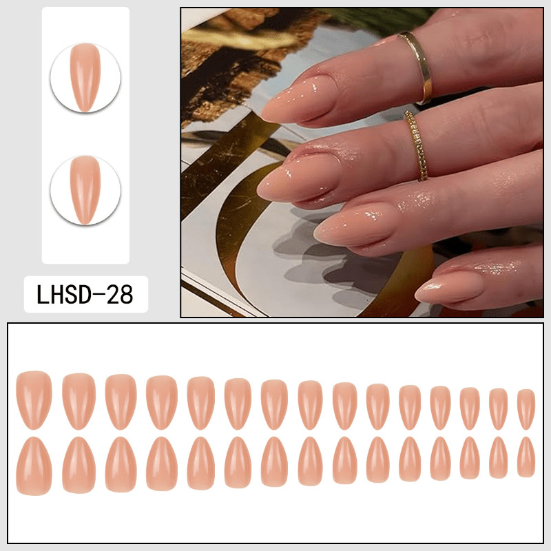 60pcs Short Almond Press on Nails, Light Nude Glossy Natural Casual Nail Art