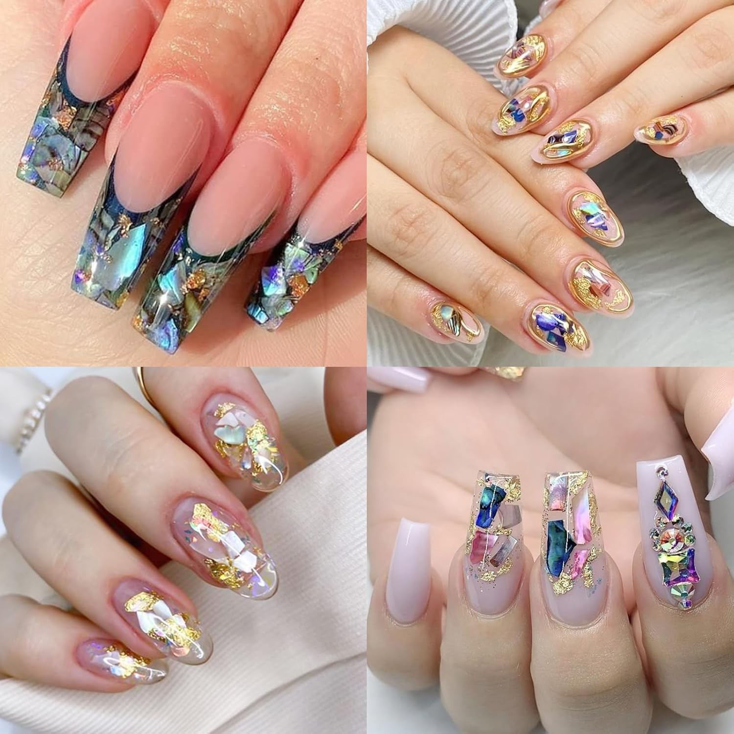 12 Colors 3D Irregular Nail Art Abalone Seashell Slices