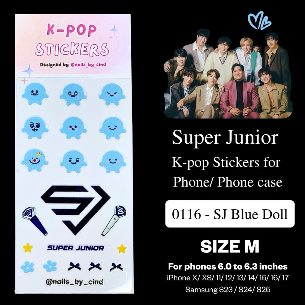 SUPER JUNIOR E.L.F. GLOBAL KPOP NAIL STICKER FAN MADE KOREA SM SAPPHIRE BLUE Z10