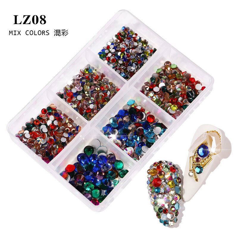 Shiny 3D Rhinestones AB Flat Back Stones Nail Art Decor Gems Diamond Mixed Size