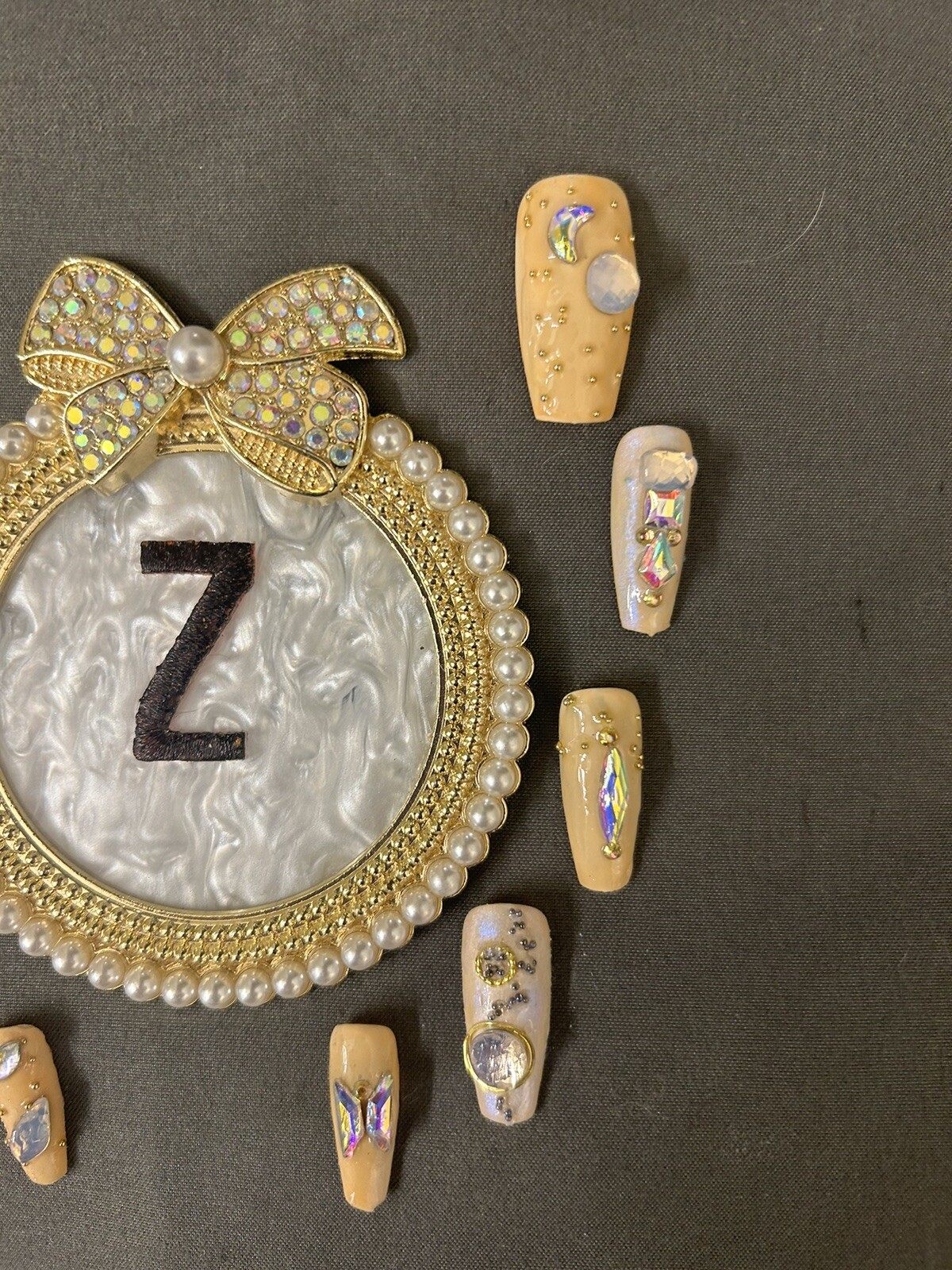Z NAILZ! Gorgeous 10 Piece Set Of Handmade M Ballerina Press On Nails W/Bling