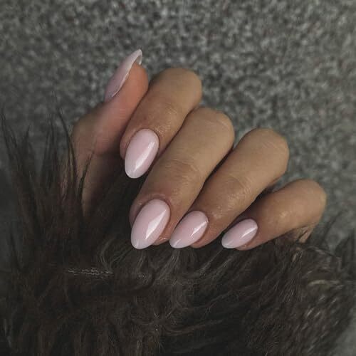 Pale Pink Press on Nails Short Oval,Round Fake Nails For oval dust pink