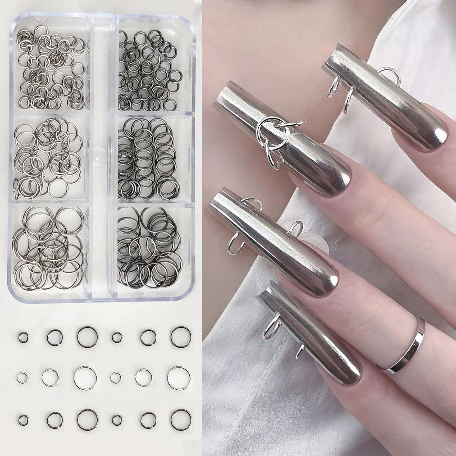 12Grids Star Nail Rhinestones Charms Gold Silver Star Nail Gems Diamonds 3D Allo