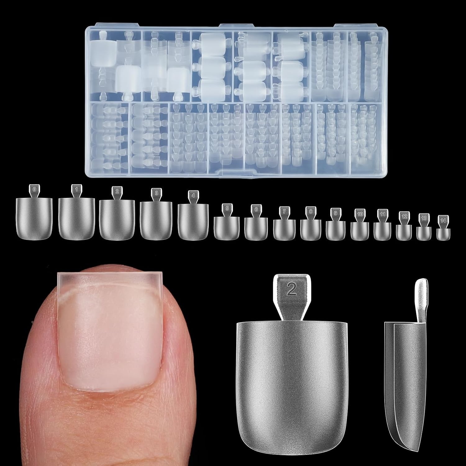 300 Pcs Gel X Toe Nail Tips, 15 Sizes Extra Wide Large Toenail Tips Full Cover,