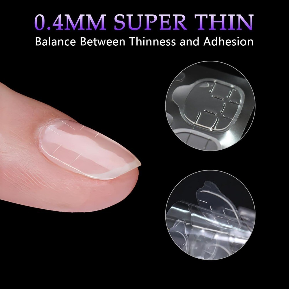 Ultra-Thin Clear Nail Adhesive Tabs 240Pcs 10 Sheets 12 Sizes Waterproof Fake