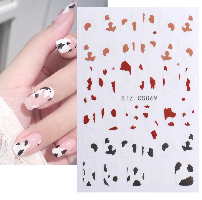 Decoration DIY Manicure 3D Cow Leopard Print Lines Nail Sticker 9.5x6cm CS69 NS7
