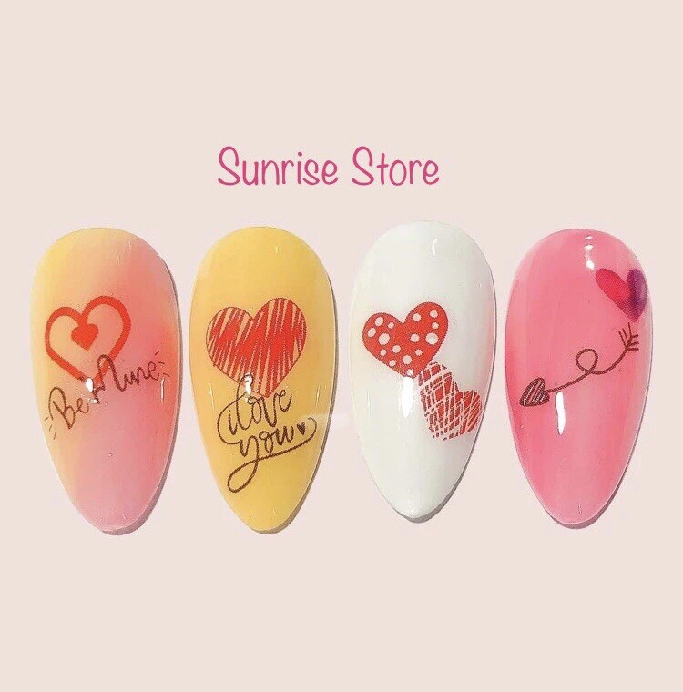 3D Nail Art Sticker Valentine Day Red Heart Love You Be Mine Decal Manicure 3427