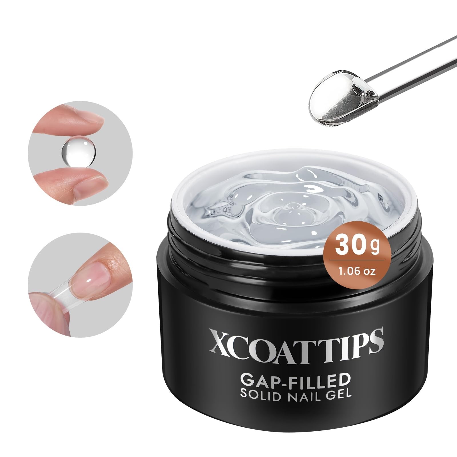Solid Nail Glue Gel 30g for Press-On Nails | UV Cure Gap-Filled Acrylic Adhesive