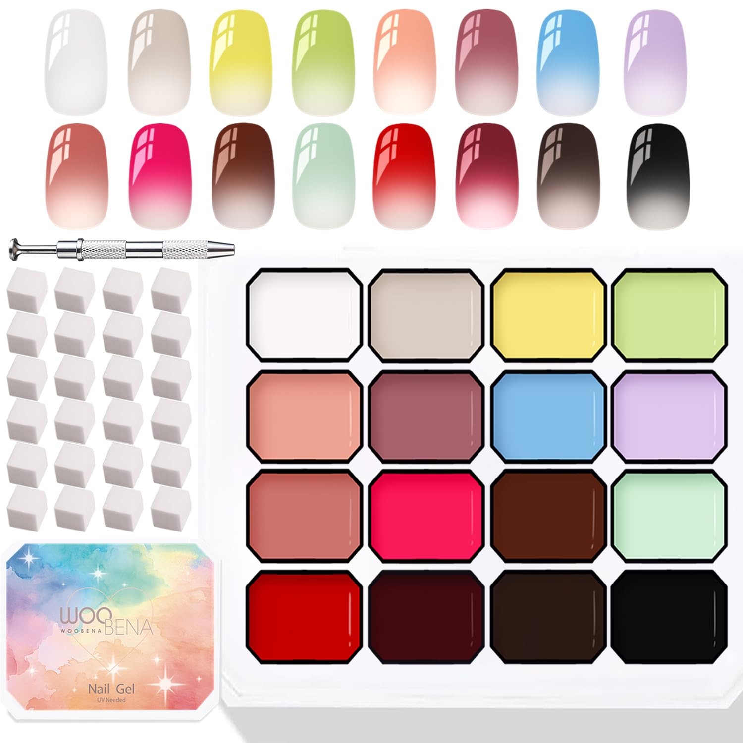 Pat Pat Nail Polish Set,16 Colors Gradient Patting Polish- Highly Pigmented,O…