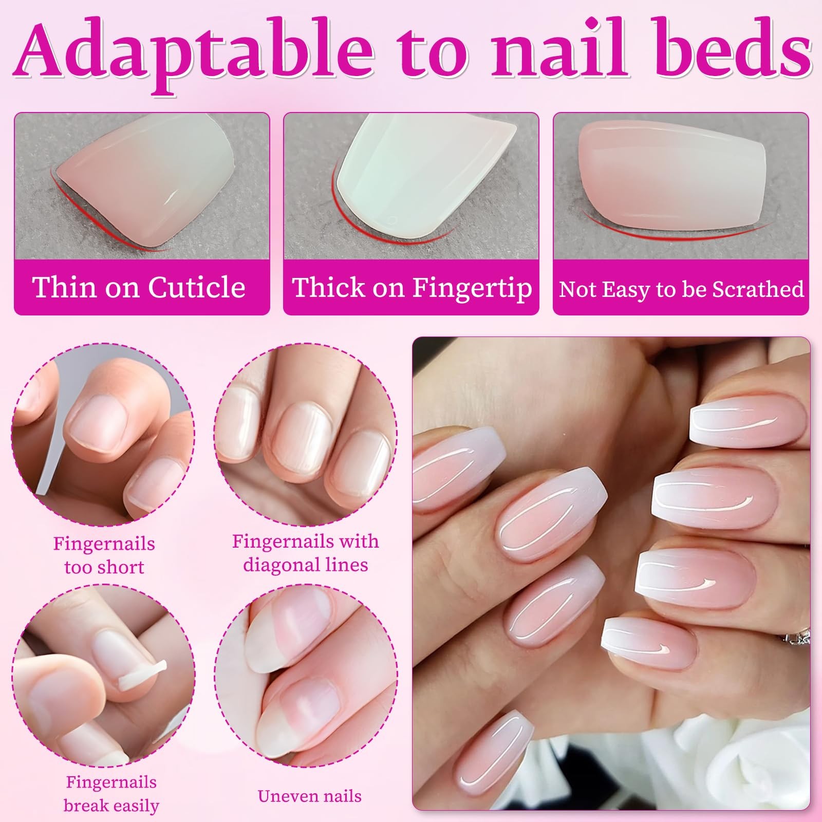 168pc Ombre Press on Nails Short Coffin Fake Nails with Tabs, XS Coffin Nails…