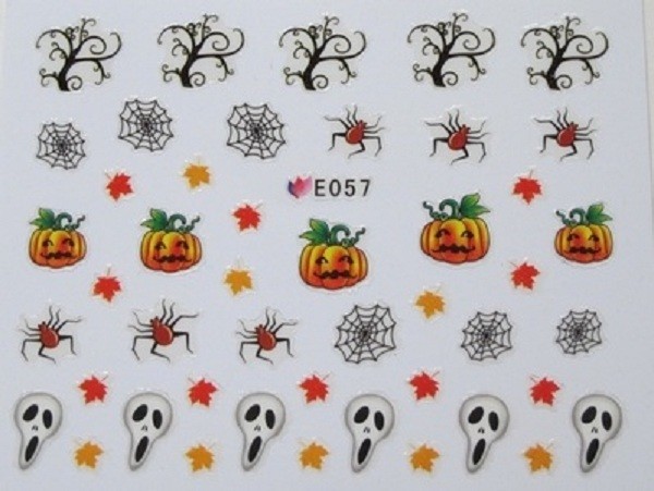 Halloween 3D Nail Art Stickers Pumpkins Ghosts Bats Cats Skulls Cross Bones etc