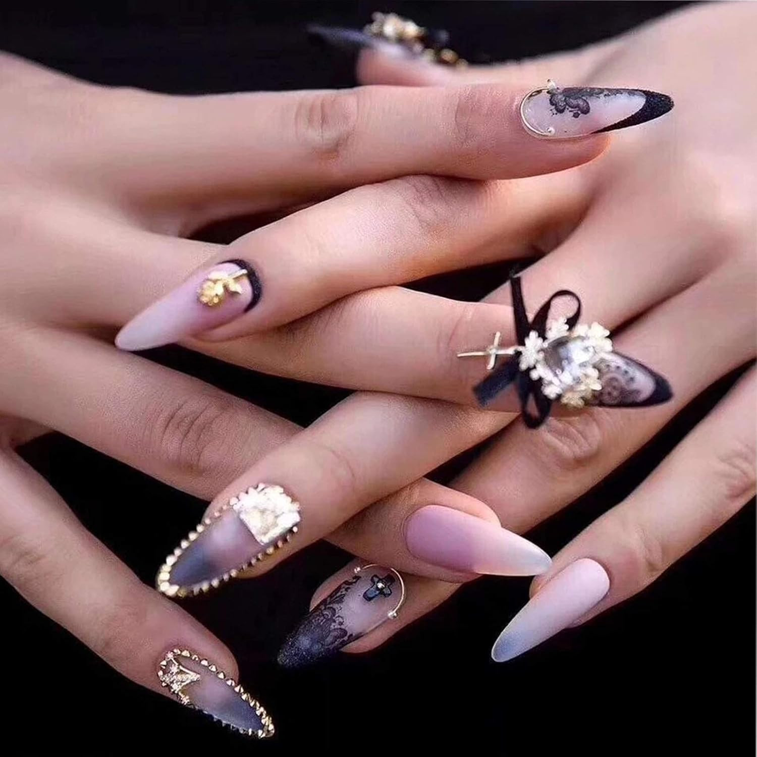 Holographic Nail Foil Transfer Stickers Black White Lace Laser Foils Nail Art Su