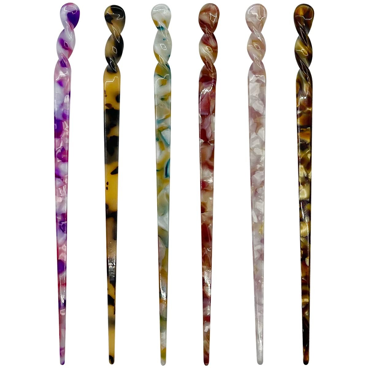 6 Pieces Acetate Hair Sticks Vintage Leopard 1 Count (Pack of 1), Retro style