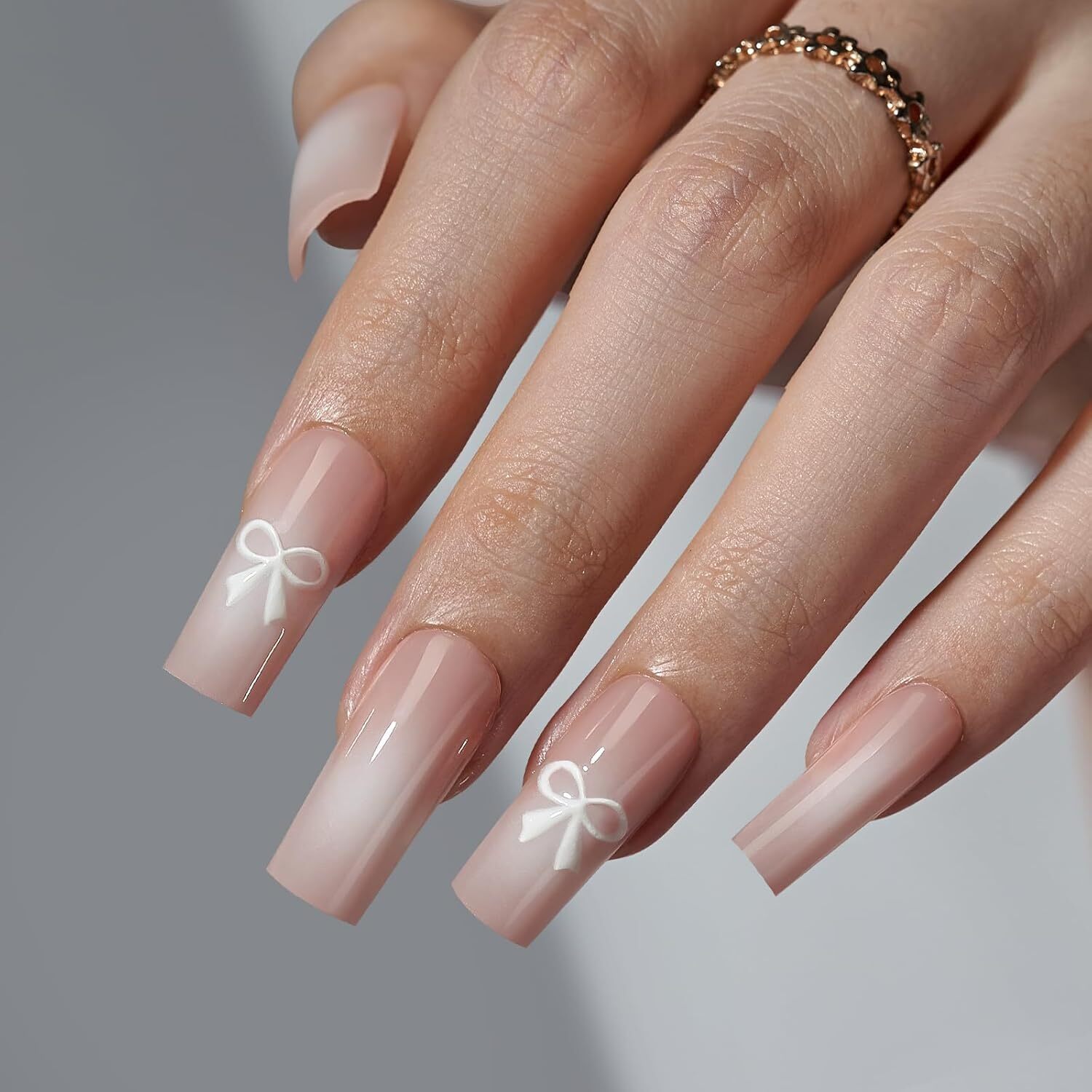 Soft Gel Press On Nails Oval Fake Nails Taro Milkshake with Glue – 16 Sizes Kit