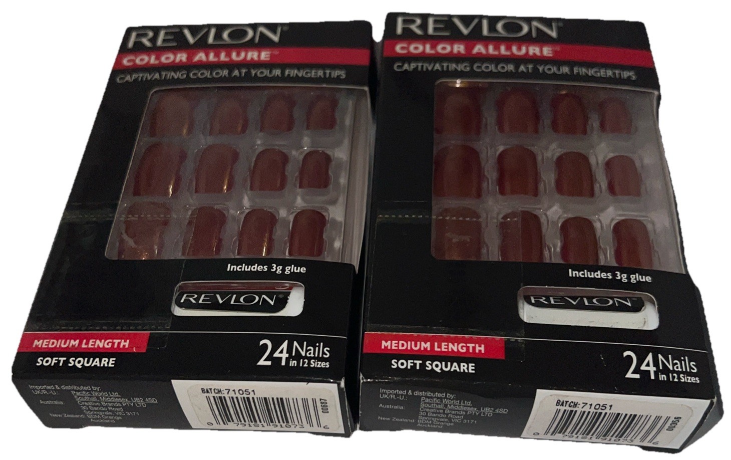 PACK OF 2 REVLON Color Allure Nails #91073 SHANGHAI RED (New/NO GLUE) See Photos