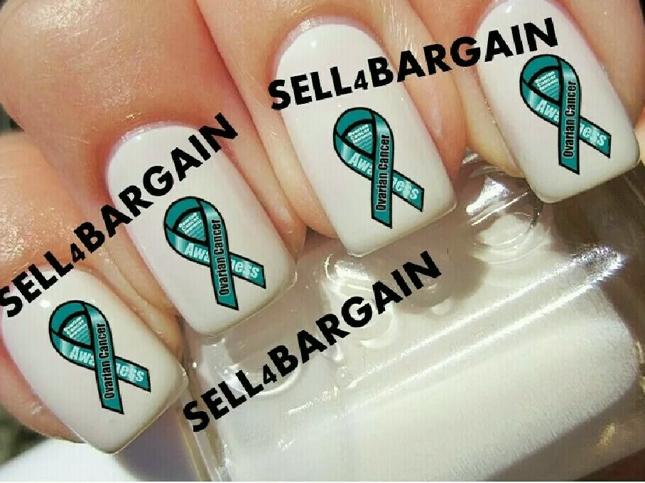 Teal Ribbon Ovarian Cancer Awareness》Nail Art Decals