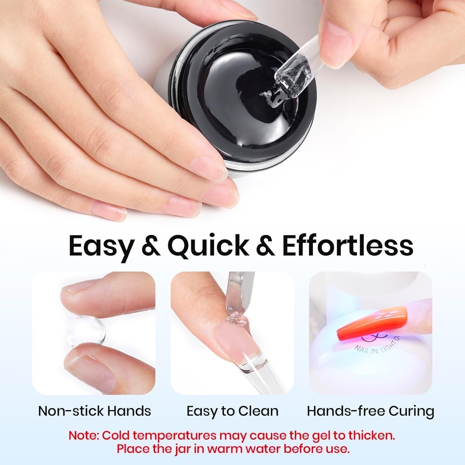 Solid Nail Glue Gel for Acrylic Nails Tips, 30g False Nails Gel Glue Long-Lastin