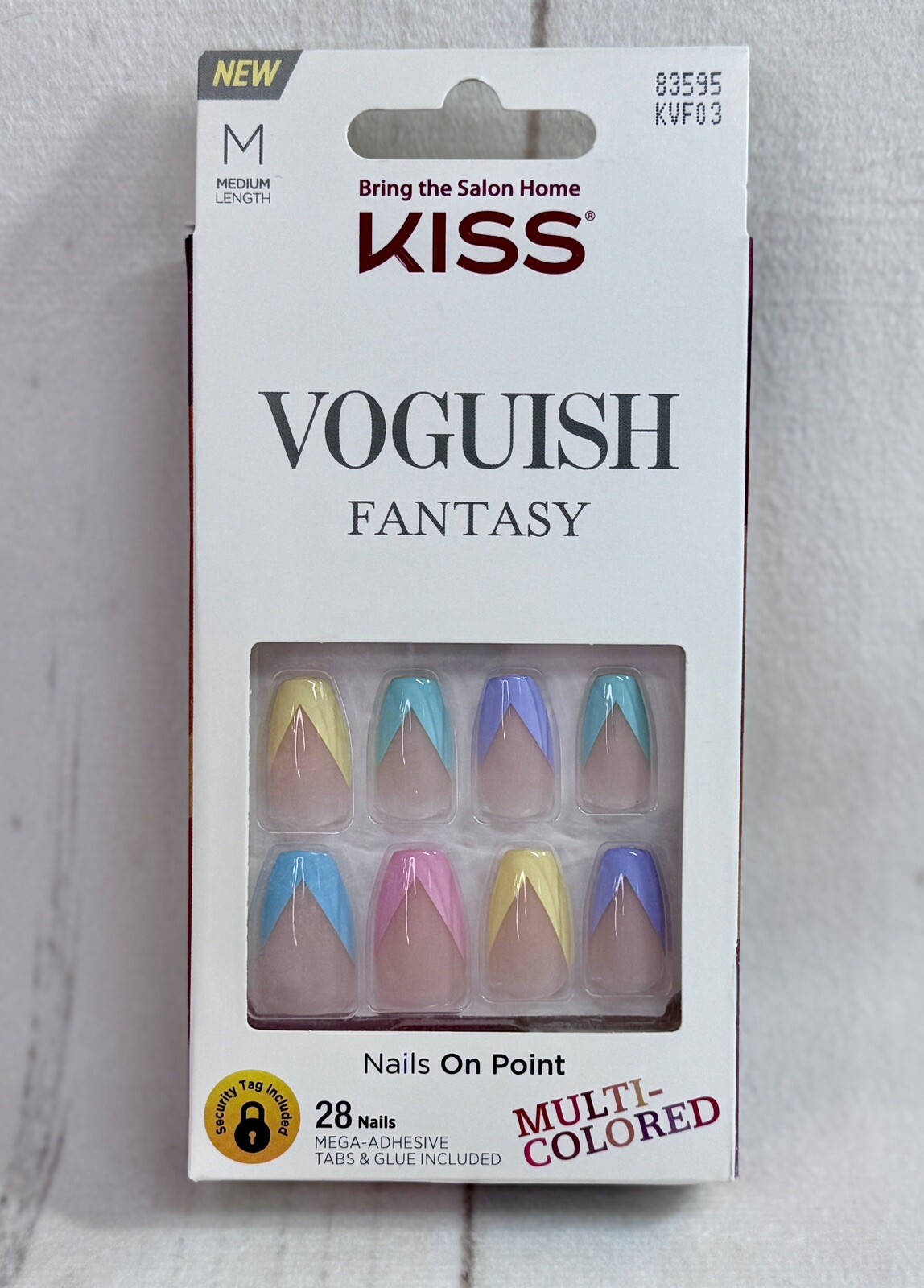 Kiss Nails Voguish Fantasy Game Changer Multi Pastel French Color KVF03 83595