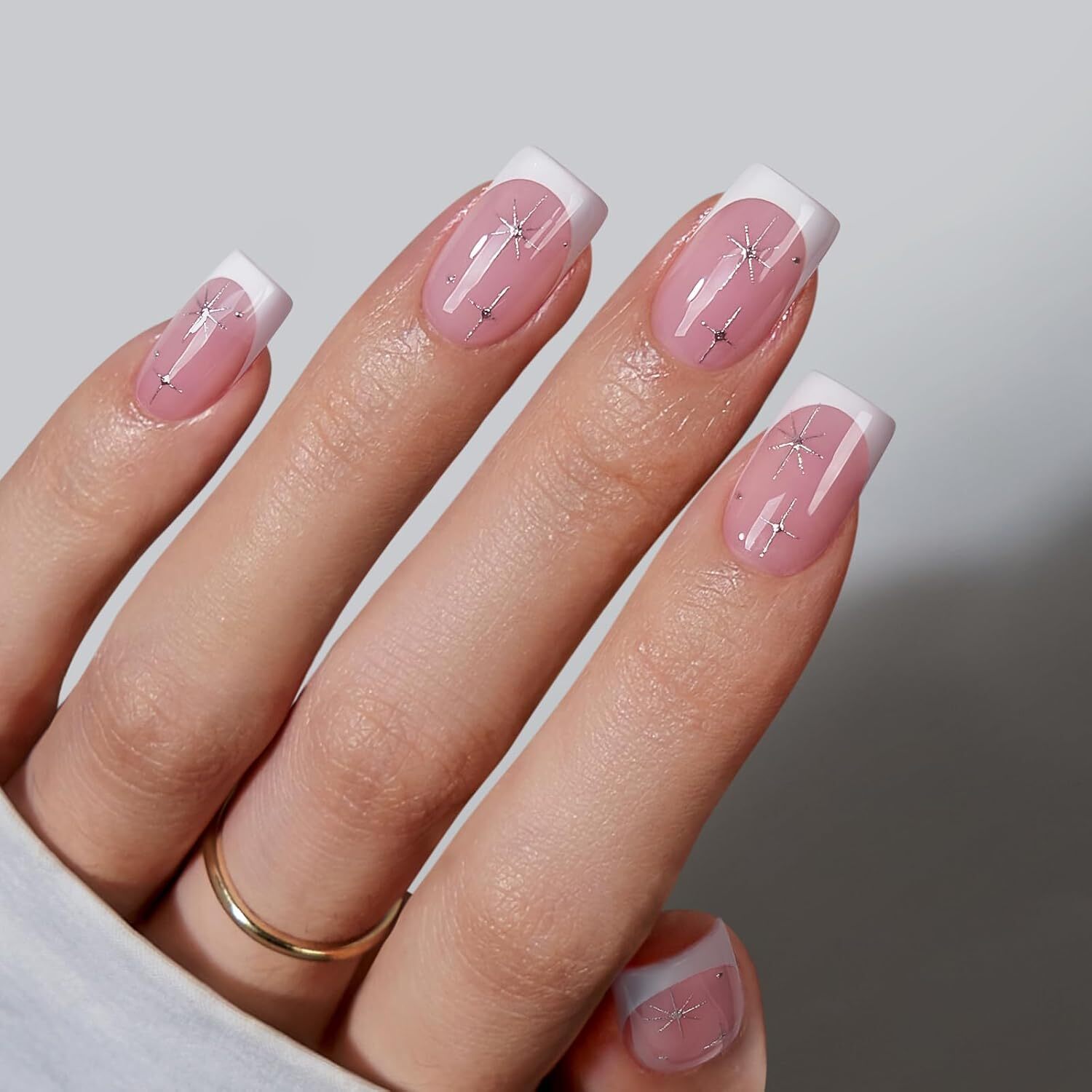 Soft Gel Press On Nails Oval Fake Nails Taro Milkshake with Glue – 16 Sizes Kit