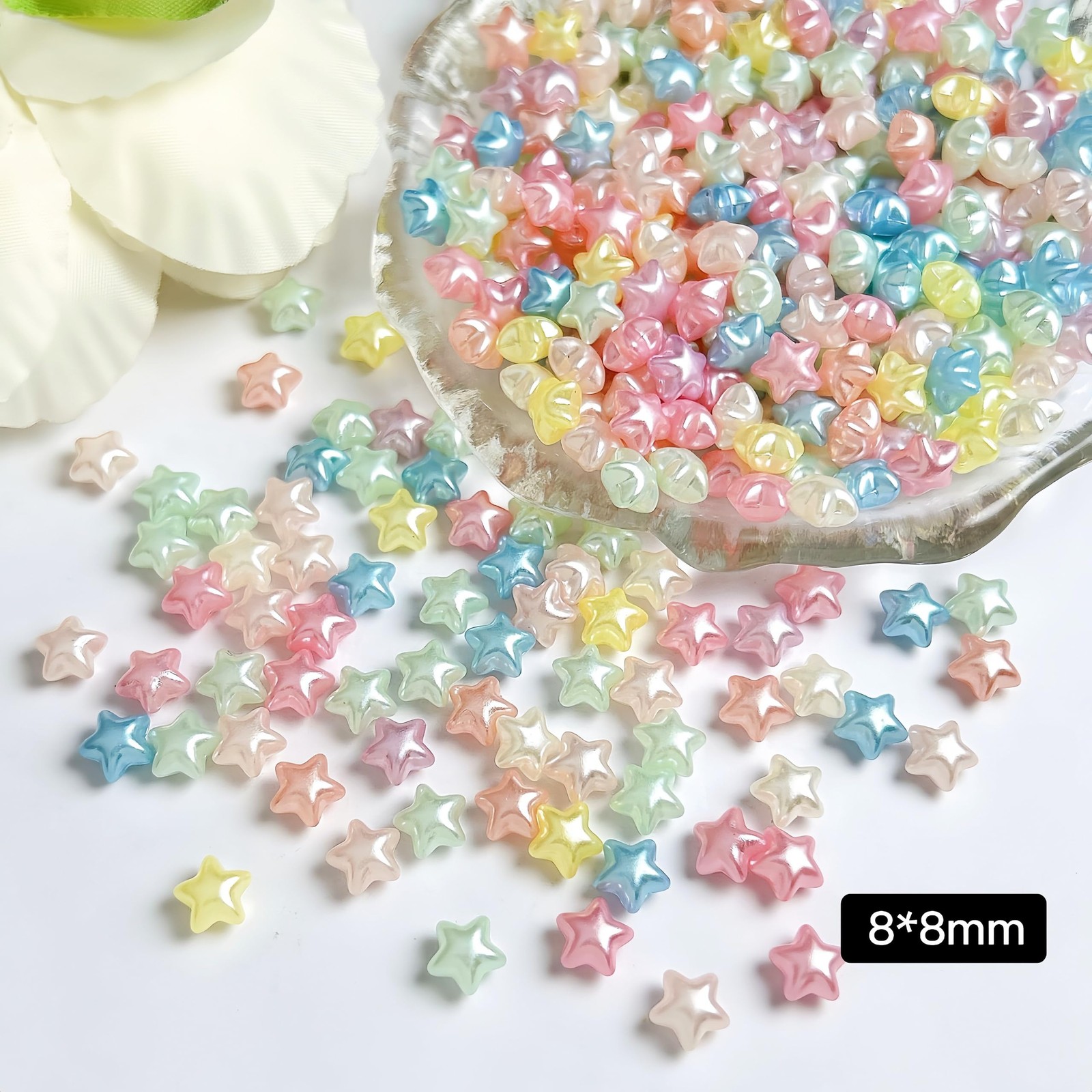 Tephrent Orange 3D Crystal Star Nail Charms