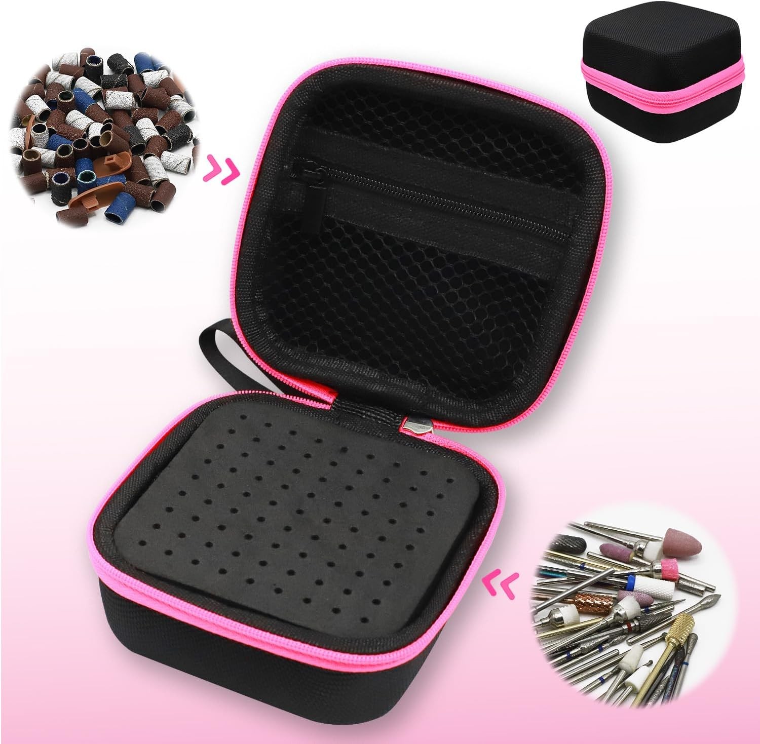 81 Holes Nail Drill Bit Holder, Dustproof Portable Organizer Stora Bag