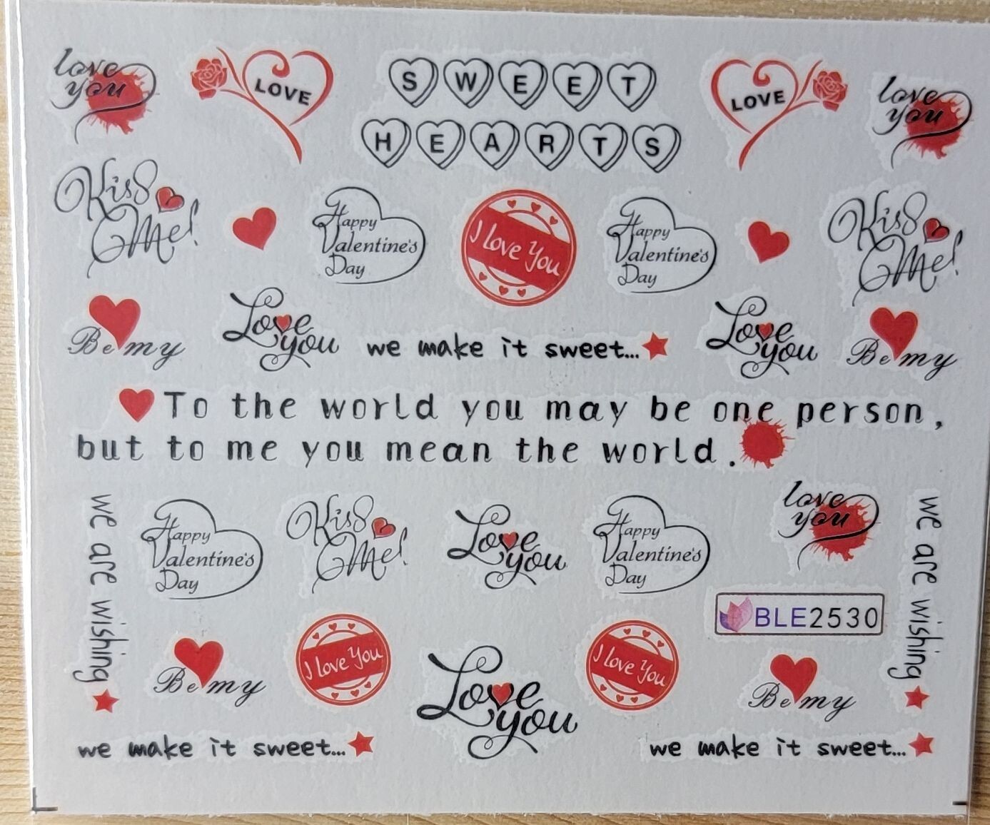 Nail Art Decal Stickers – Valentine’s Day Love You – Ships from U.S. BLE-2530