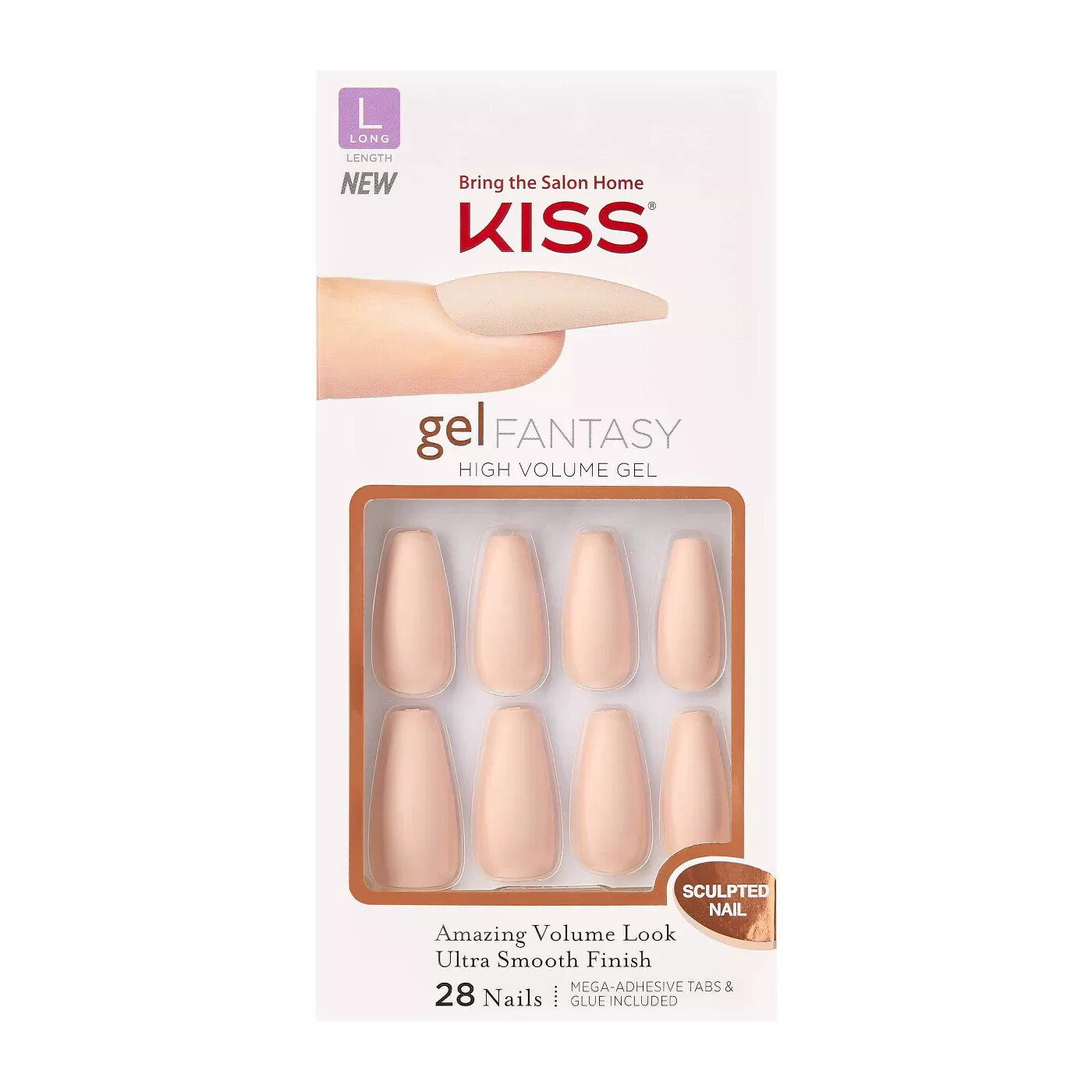 Kiss Gel Fantasy High Volume Gel Long Nails, KGFS01