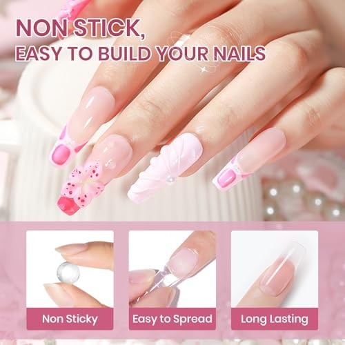 Clear Pink Solid Builder Gel for 3D Nail Art, Hard Gel for Extensions & DIY Mani