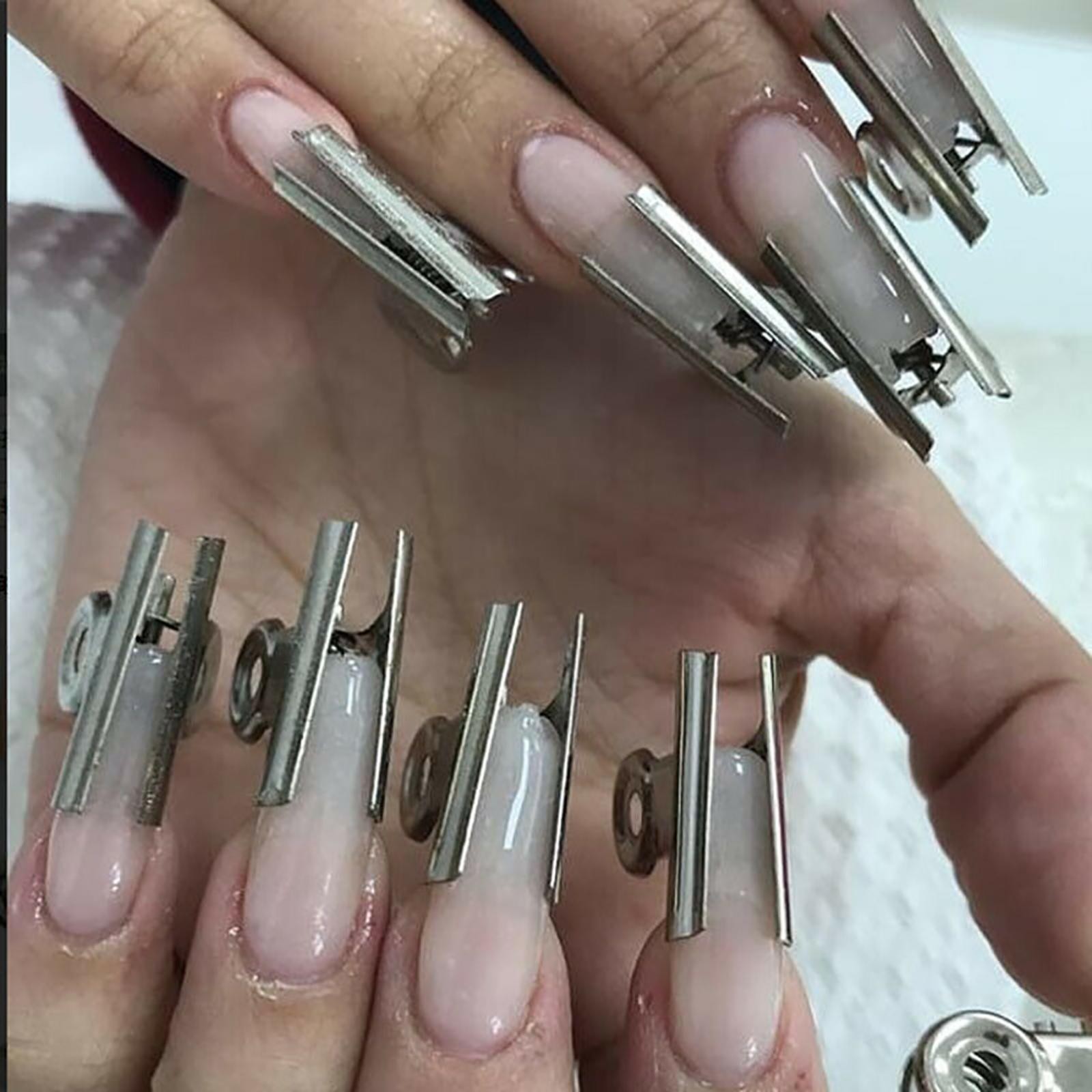 5Pcs New Stainless Steel C Curve Nail Pinching Clips Acrylic Nail Pincher Tool