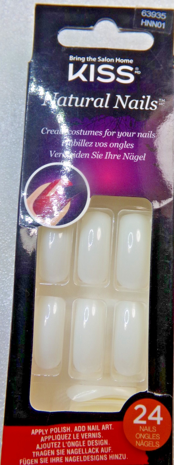 KISS NAILS GLUE ON Unpainted Natural LONG Curve Square
