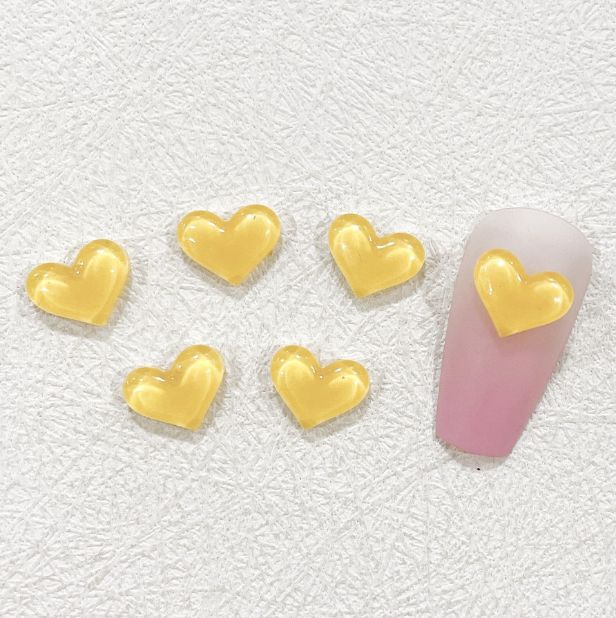 Mixed 10pcs Nail Art Case Charms Jewelry Accessories Resin Heart Flat DIY NH25