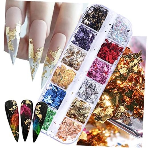Holographic Nail Glitter 12 Colors Sparkly Ultra-Thin Aluminum Foil Nail Foils