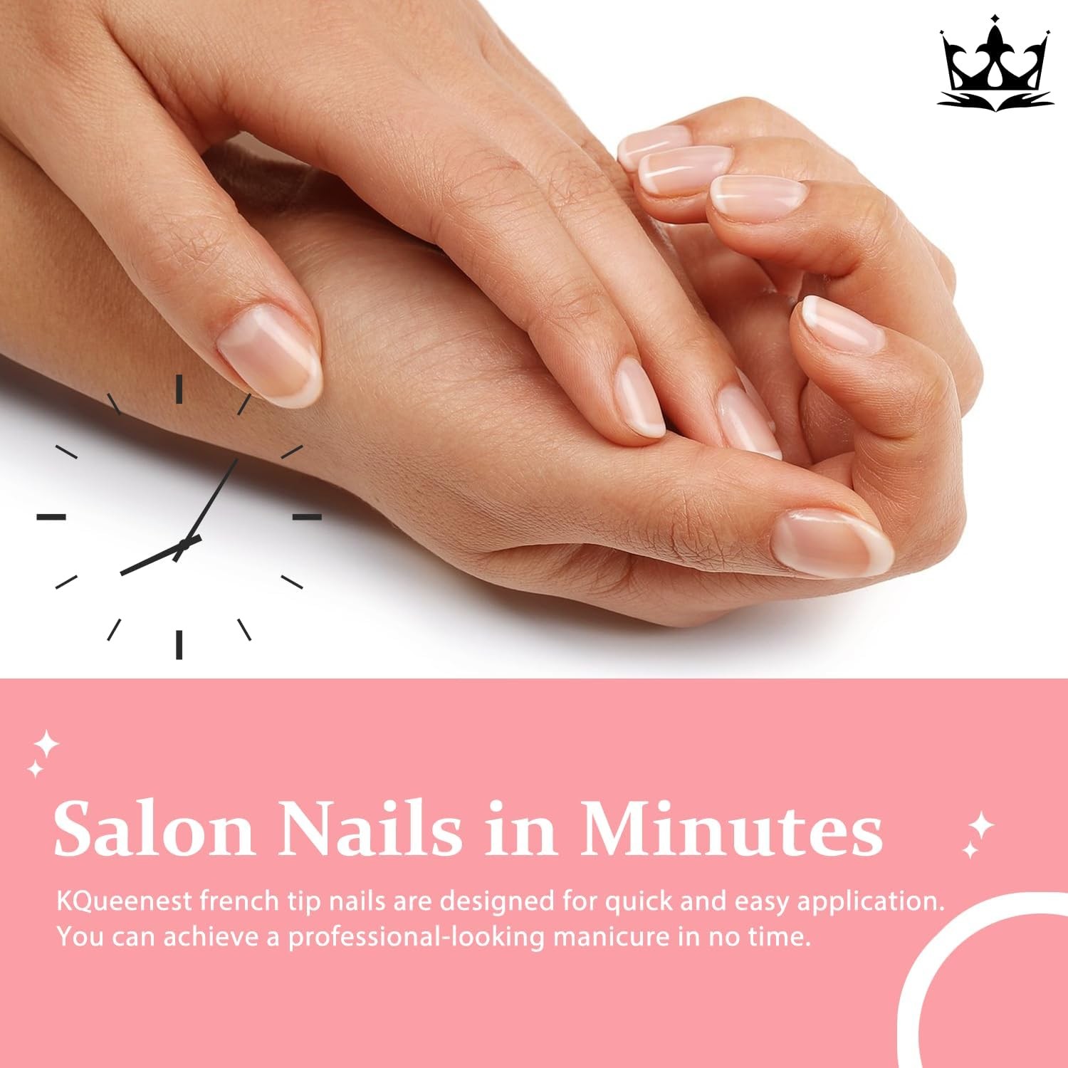 KQueenest 30 Pcs White French Tip Press on Nails Short Almond Nails Acrylic, …