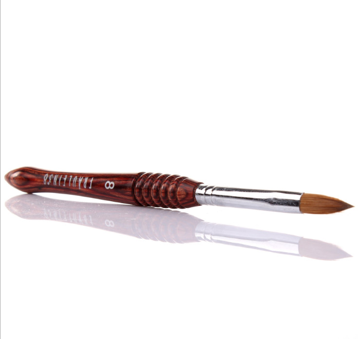 8Number Sable Acrylic Nail Art Brush CRIMPED Red Wood Handle Manicure Tool