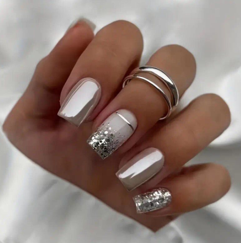 Solid Color Glitter Is Gorgeous Press-Glue On Nails Reusable 24 Each New