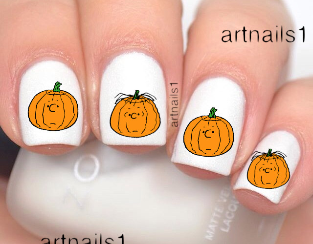 Peanuts Charlie Brown Linus Halloween Pumpkin Nail Art Water Decals Stickers