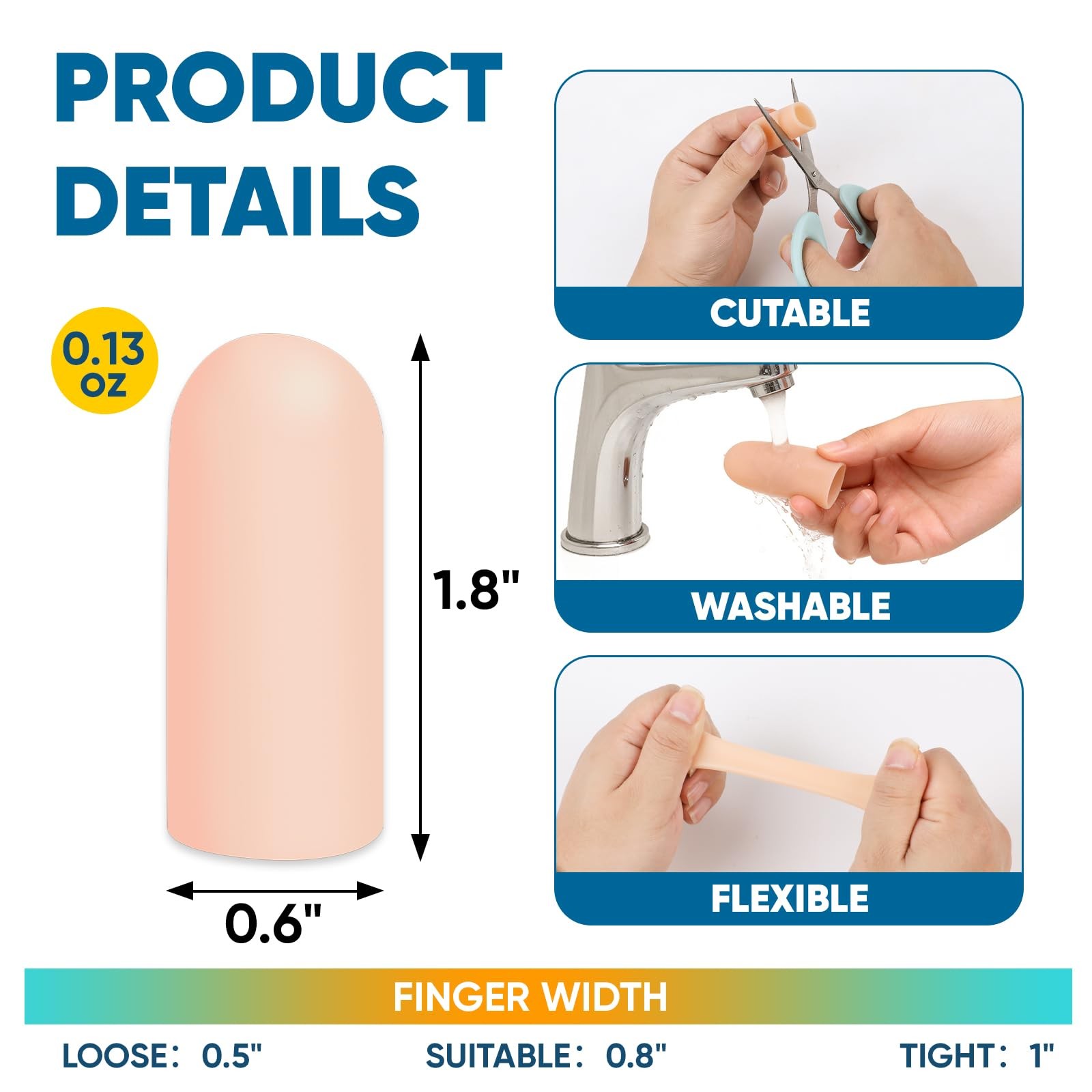 20 Pcs Silicone Finger Protectors Gel Finger Cots Fingertip Cover Caps