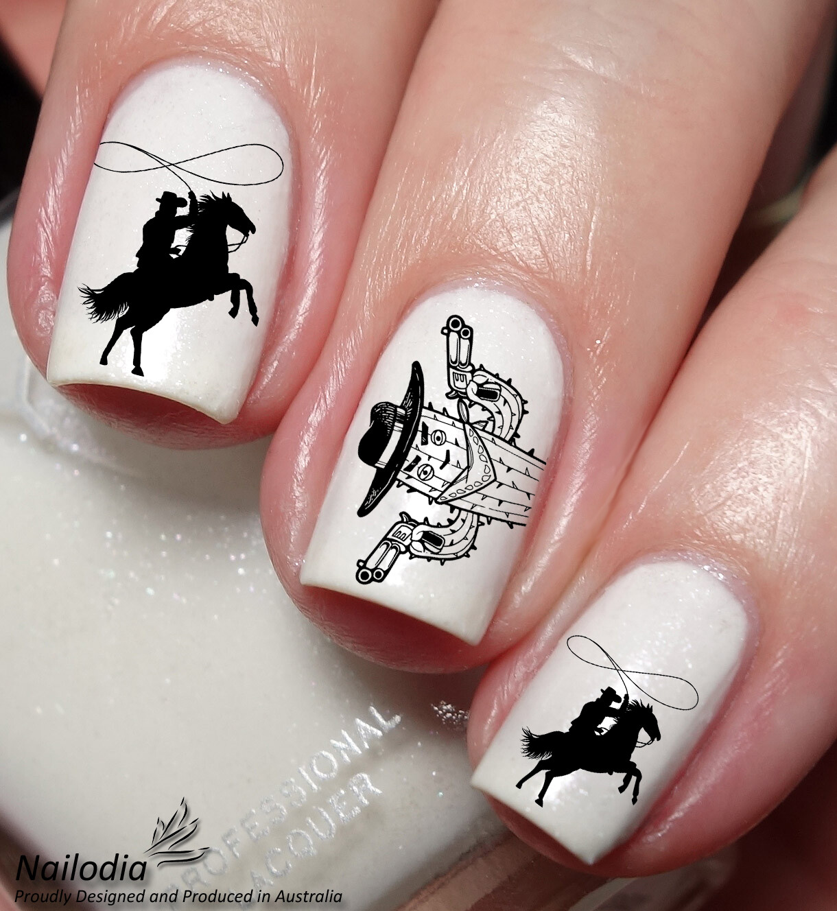 Cute Western Cowboy Nail Art Decal Sticker Water Transfer Slider