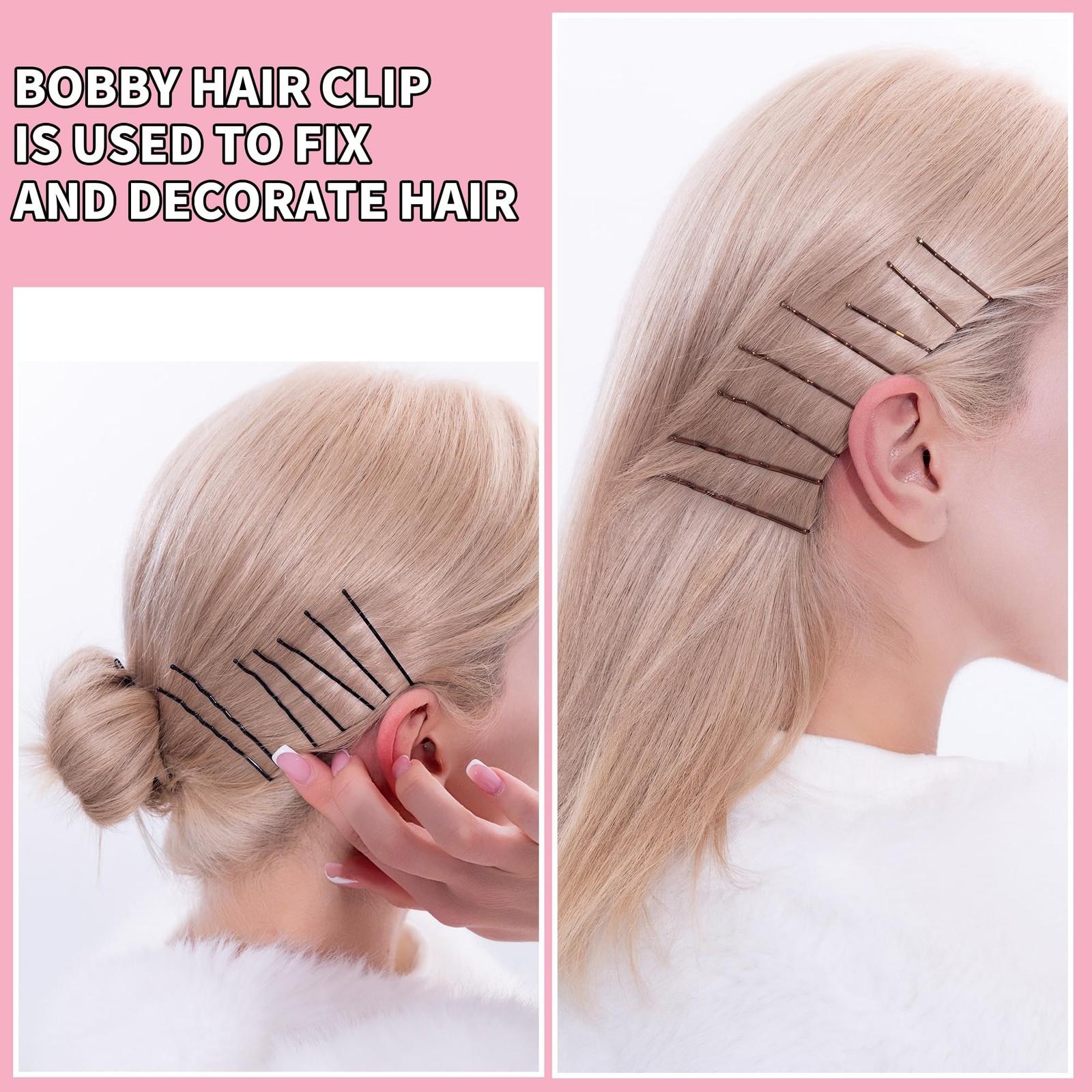 Scaups 400PCS Brown and Black Bobby Pins Kit with Hair Bands,