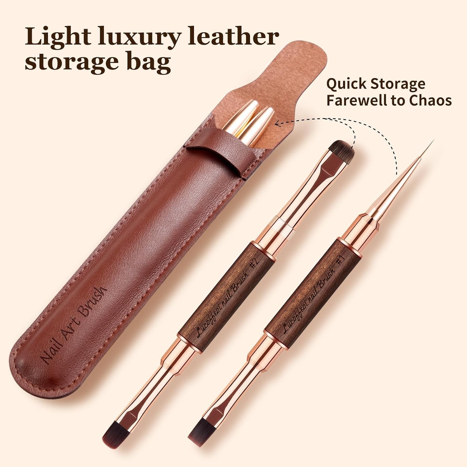 Nail Brushes Set for Builder Gel & Polygel, 2-Pack Double-Ended with Wooden H…