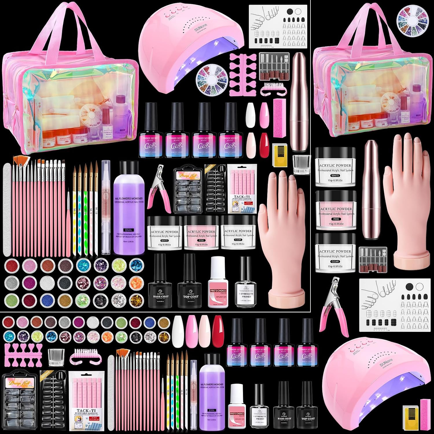 Nail Kit for Beginners with Everything, Practice Hand & Holo Storage Bag | Compl