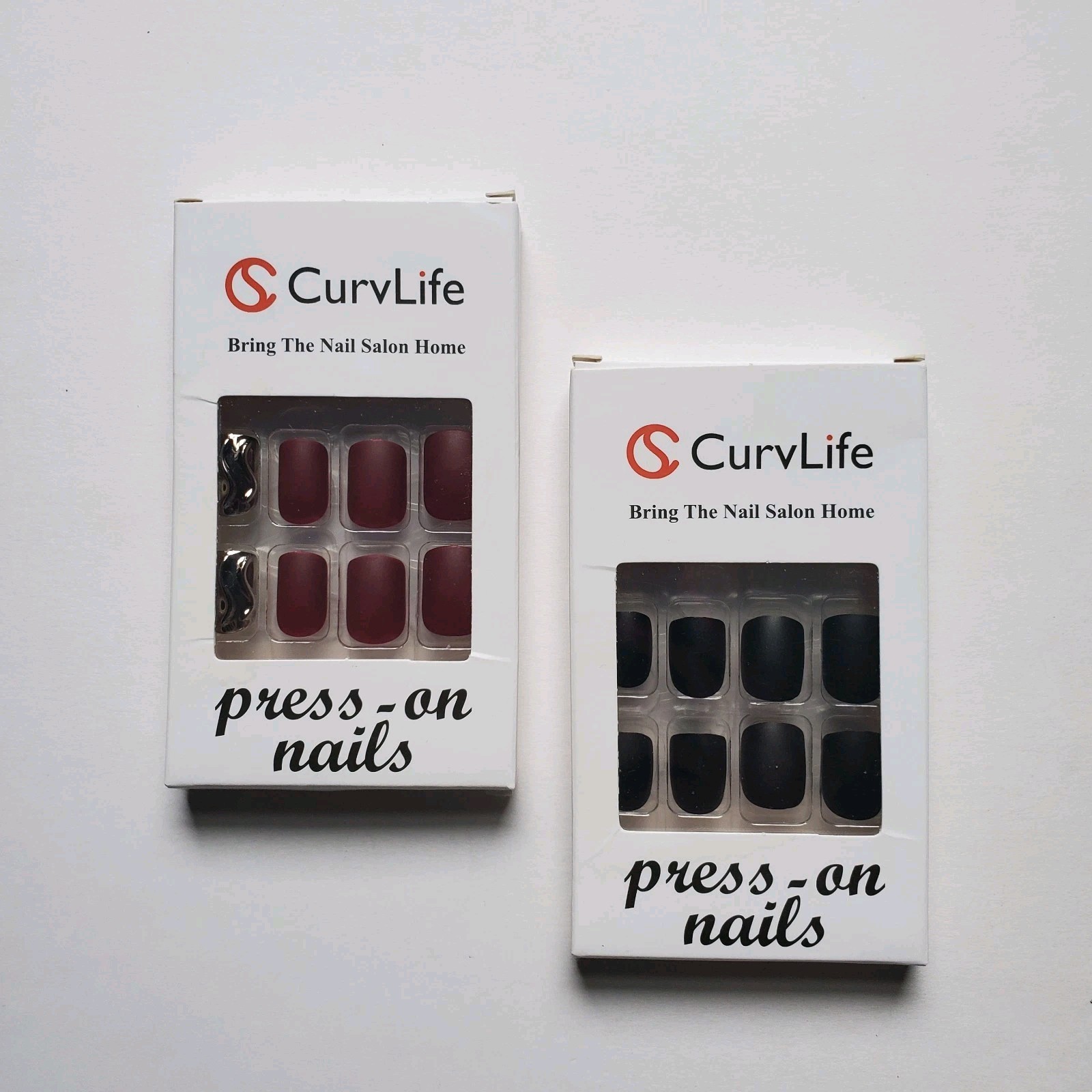 Lot Of 2 Sets CurvLife Press-On Nails 1 3D Adhesive Tabs Or Glue Salon Style *