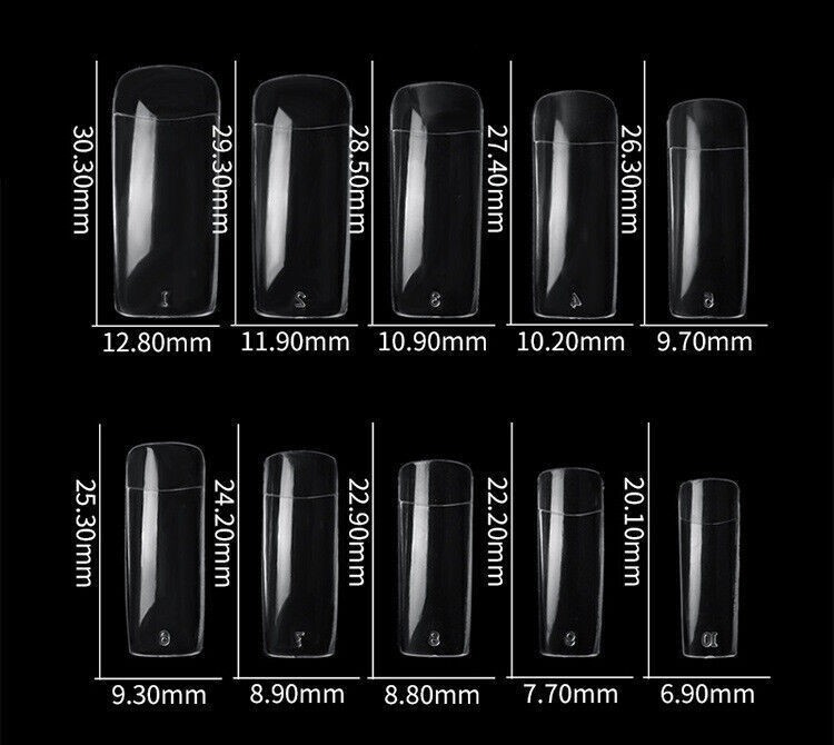 500Pcs French Half Cover Artificial False Square Nails Tips Acrylic UV Gel Clear