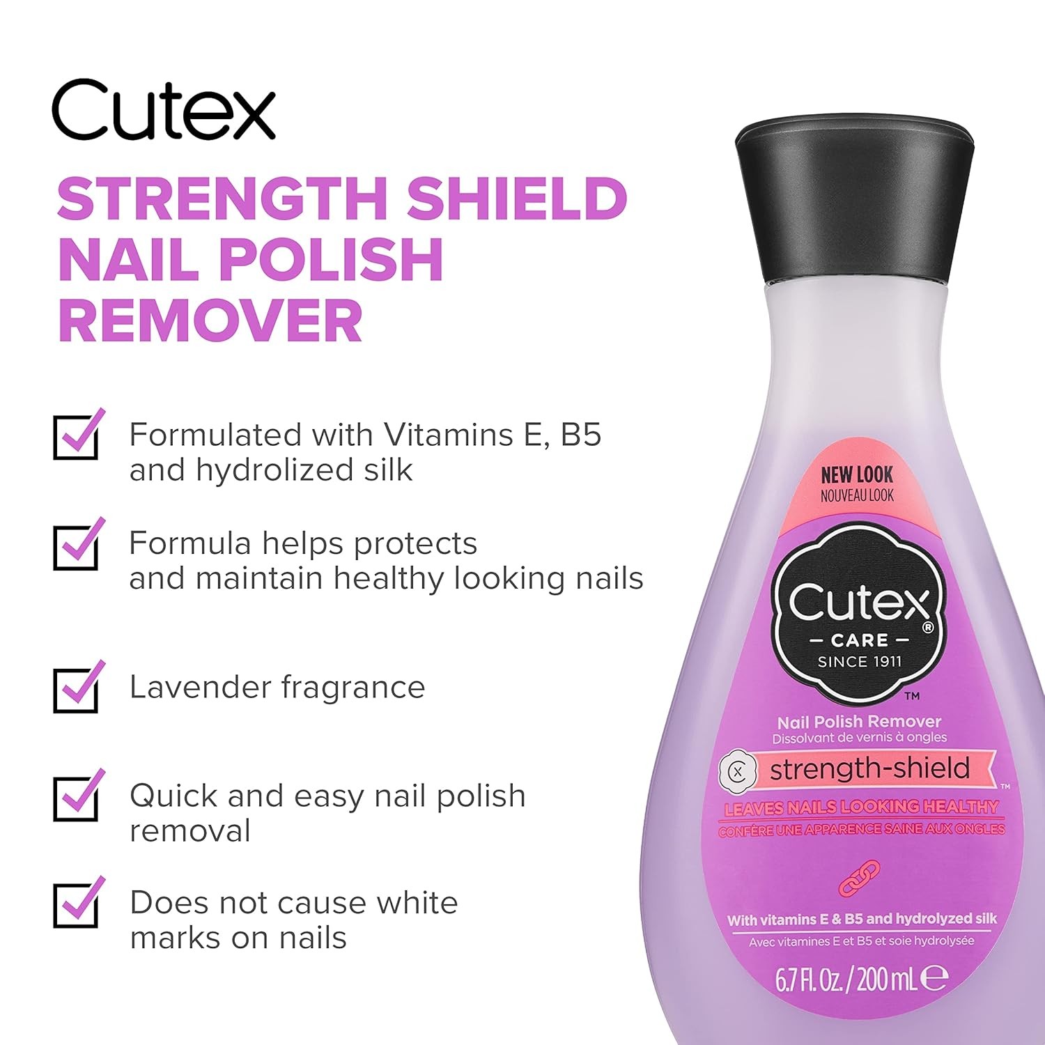 Cutex Nail Polish Remover, Strength Shield, Leaves 6.7 Fl Oz (Pack of 2)