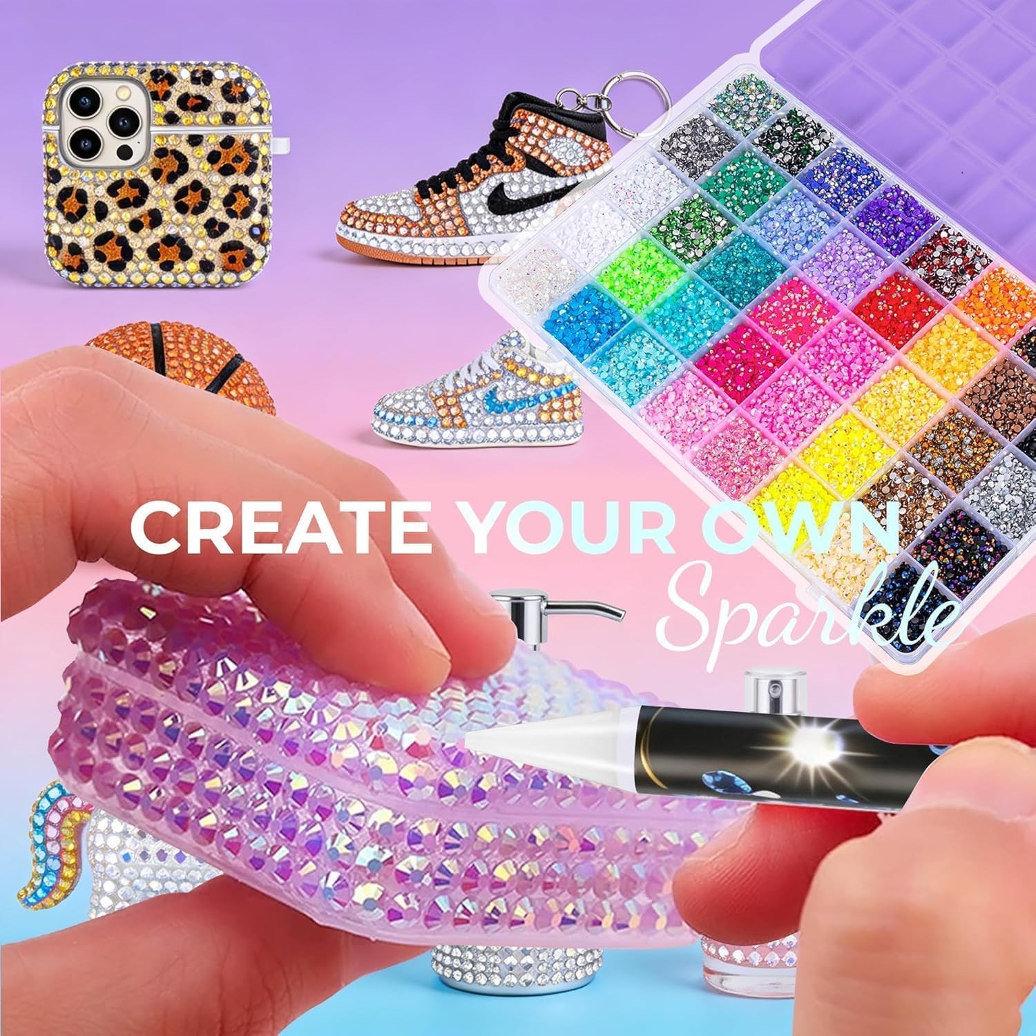 Bedazzling Kit 40000Pcs 40 Colors Resin Jelly Rhinestones, Multicolor 3mm F