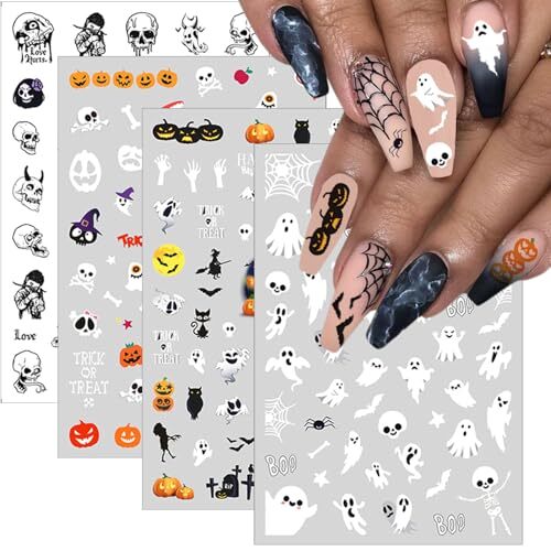 6 Sheets Glow in The Dark Halloween Nail 6 Sheets, Halloween Glow in the Dark