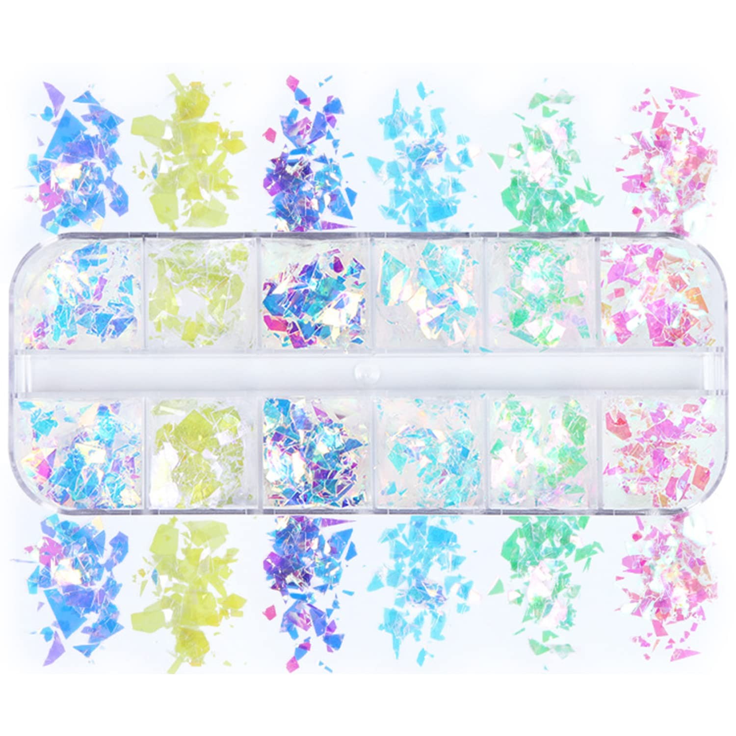Iridescent Glitter Nail Art Sequins, Holographic 3D Irregular Ultra Thin Nail Ar