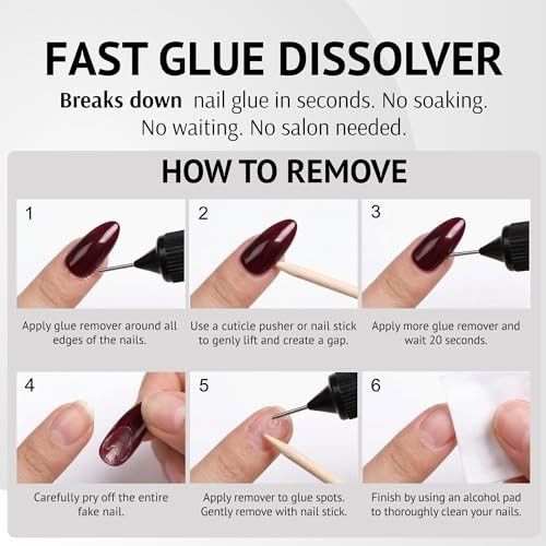 Nail Glue Remover 20 mL Acetone Free Press On Nails Gel Polish Dissolver